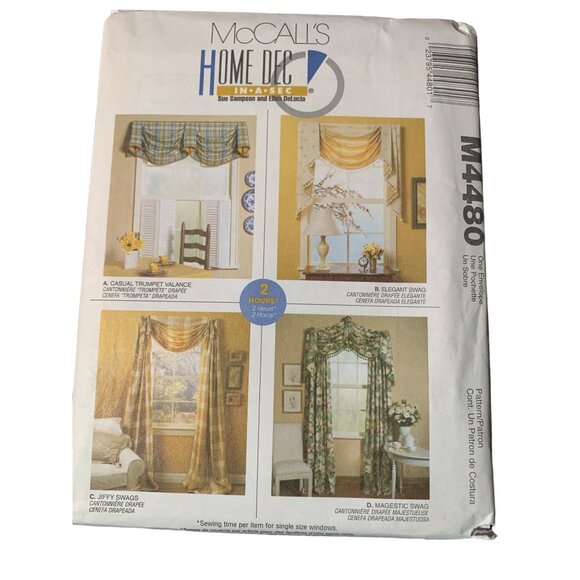 McCall's Other - McCall's Home Dec Pattern M4480 Curtain Valance & Drapes uncut